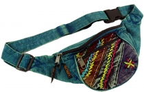 Embroidered Ethno Sidebag, Nepal Fanny Pack - petrol
