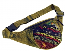 Embroidered ethno sidebag, Nepal belt bag - lemon