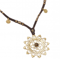 Boho macramé necklace, fairy jewelry - flower of life/tiger eye