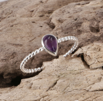Stacking Ring, Silver Ring, Boho Style Ring Model 2 - Amethyst