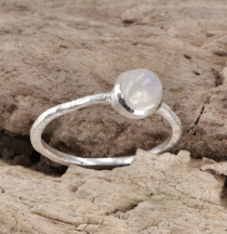 Stacking ring, silver ring, boho style ring model 3 - moonstone