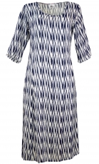Indian boho tunic dress, long summer dress - white/blue