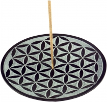 Indian soapstone incense holder, candle plate - Flower of life 1