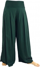 Boho divided skirt, wide summer trousers - fir green
