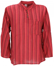 Nepal fisherman shirt, striped goa hippie shirt, yoga shirt - red