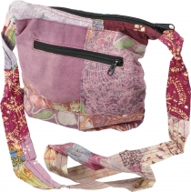 Boho shoulder bag, patchwork bag - pink/red