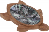 Wooden soap dish with mother of pearl - turtle