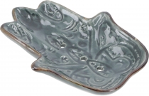 Exotic Ceramic Soap Dish - Hamsa Hand/Grey