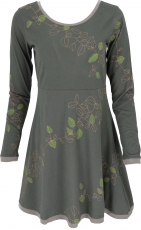 Mini Dress, Boho Dress Leave Organic - dark green