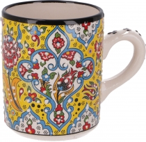Handpainted Turkish coffee mug, oriental coffee cup - yellow
