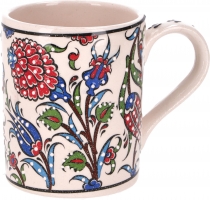 Handpainted Turkish coffee mug, oriental coffee cup - white