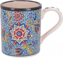 Hand painted turkish coffee mug, oriental coffee cup - light blue