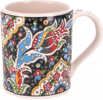 Handpainted Turkish coffee mug, oriental coffee cup - black