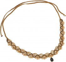 Macramé chain bead, hippie boho chain - mustard/onyx