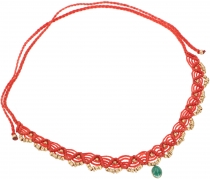Macramé chain bead, hippie boho chain - coral red