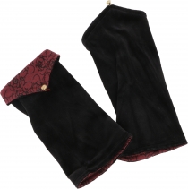 Velvet cuffs, reversible cuffs, wrist warmers - black/red