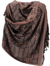 Pashmina viscose scarf/stole with OM pattern - brown