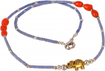 Dainty necklace with semi-precious stones - lapis lazuli/coral