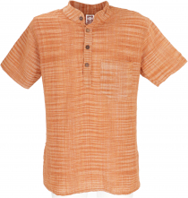 Natural khadi shirt from India, slip-on shirt - orange