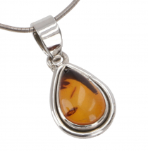 Indian silver pendant, amber pendant