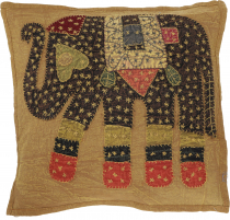 Indian cushion cover, embroidered elephant Ethnostyle cushion - c..
