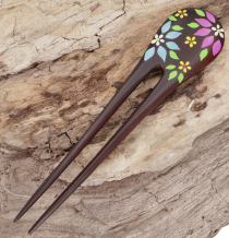 Wooden hair clip, hairpin - flowers