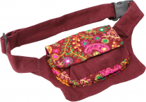 Embroidered belt bag, shoulder strap, ethno sidebag - bordeaux re..