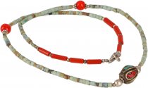 Dainty necklace with semi-precious stones - turquoise/coral