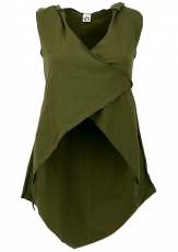Changing top with elfin hood, Psytrance Festival Pixi Top - olive..
