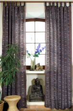 Silky boho curtains, 1 pair bohemian saree curtains, unique - pur..