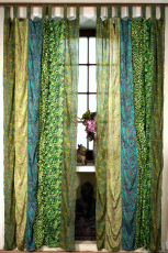 Boho patchwork curtains, 1 pair bohemian saree curtains, unique -..