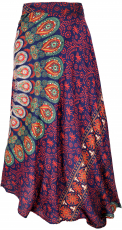 Long boho wrap skirt, ethno flamenco skirt with mandala motif - b..