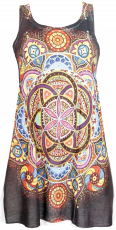 Boho mini dress, hippie dress with psychedelic print, long tank t..