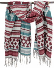 Soft pashmina scarf/stole, shoulder scarf - Maya pattern petrol/b..