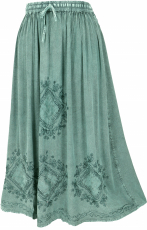 Embroidered boho hippie skirt, Indian maxi skirt - aqua/design 9