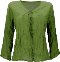 Boho krinkel blouse, blouse shirt, krinkel blouse - green