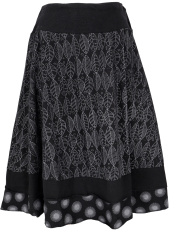Knee length swing skirt - black/gray