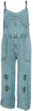 Dungarees, boho pants, embroidered jumpsuit - aqua