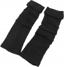 Leg warmers, fine knit leg warmers with overlock - black
