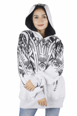 Goa festival hoody with tribal print, hoodie, sweatshirt - gray
