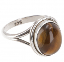 Indian silver ring with classic setting - tiger eye
