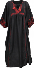 Long boho summer dress, embroidered maxi dress, caftan - black