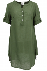 Long cotton blouse tunic, shirt tunic - olive green