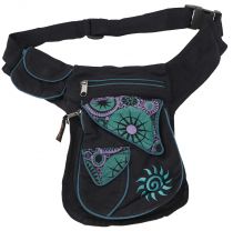Fabric sidebag fanny pack, goa hip bag, fanny pack - black/purple