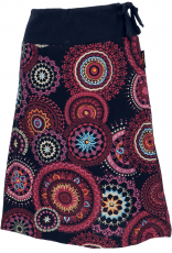 Embroidered knee length skirt, boho chic, retro mandala - pink
