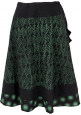 Knee length swing skirt - black/green