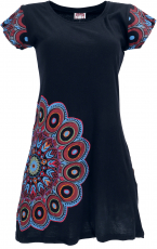 Hippie mini dress boho chic, alternative tunic Flora - black