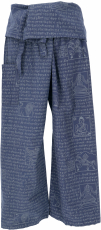 Thai woven cotton fisherman pants with mantra print, wrap pants, ..