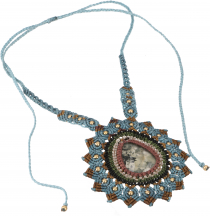 Large boho macramé necklace, unique elf jewelry - rutile quartz