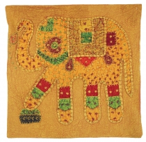 Indian cushion cover, embroidered elephant Ethnostyle cushion - m..